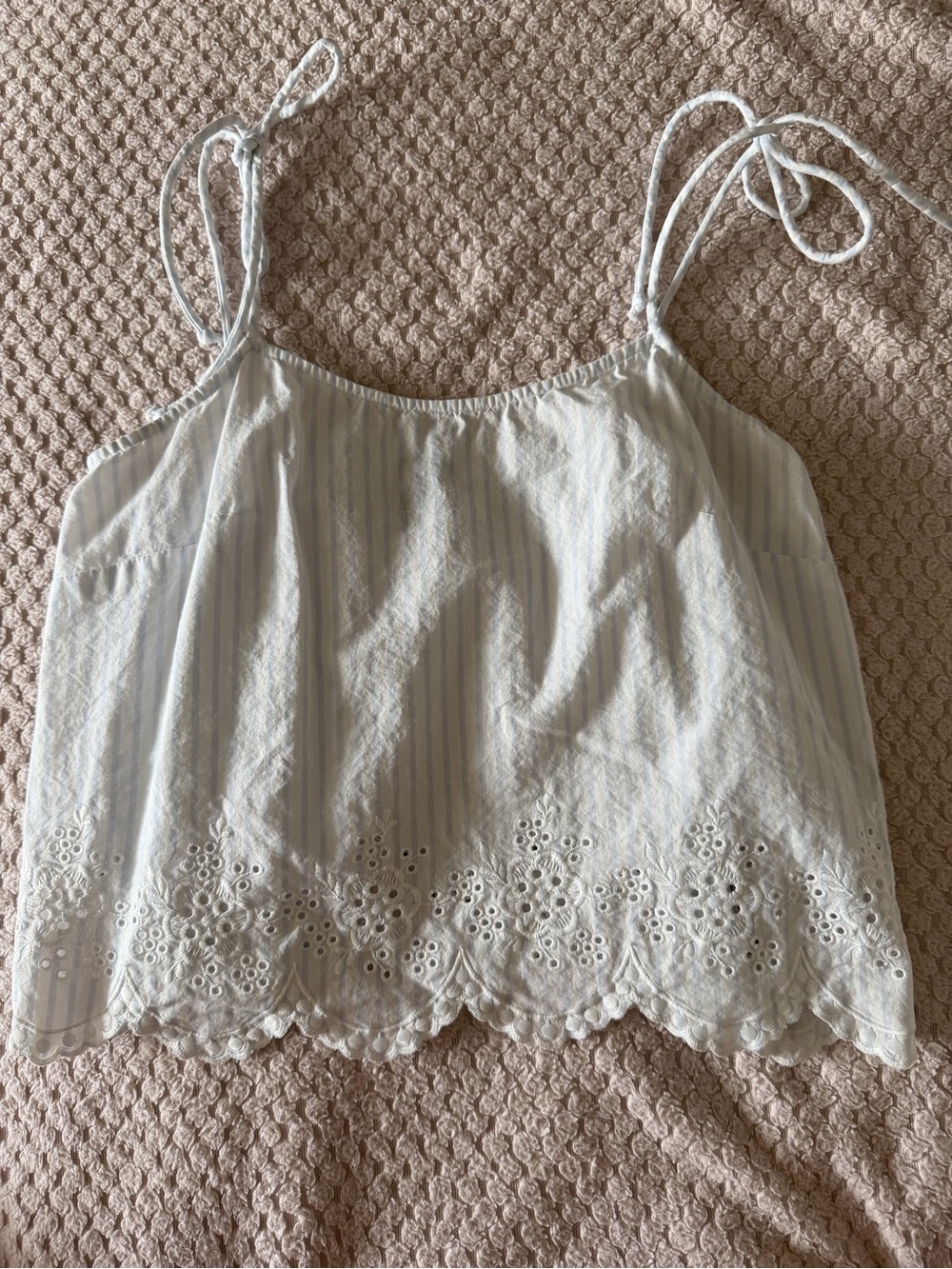 H&M White Eyelet-Trim Strappy Camisole